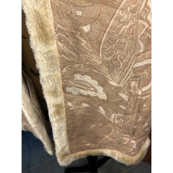 Coldwater Creek Womens Faux Fur Trimmed Sleeveless Vest Beige/Tan Medium - Picture 8 of 9